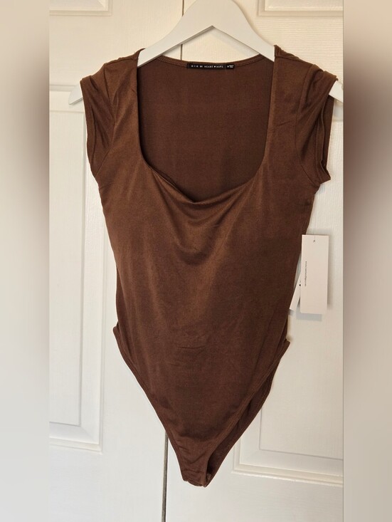 Heart Hips Tops - NWT H+H by Heart Hips Brown Cowl Neck Bodysuit Size M Y2K Going Out Top